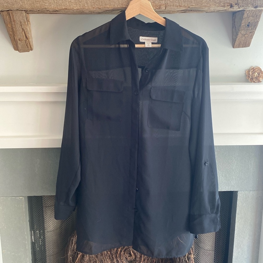Sheer black blouse from Coldwater Creek